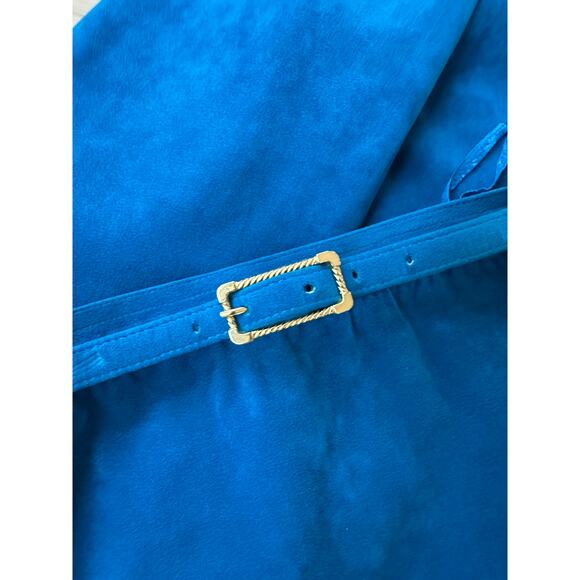Vintage 80s Ultra Suede Womens Suit Blue Union Made Skirt/Blazer Set Size Large - Picture 10 of 13